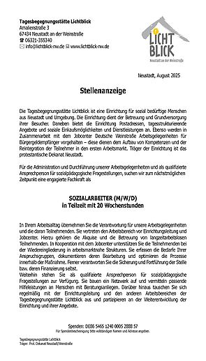 Stellenausschreibung Sozialarbeiter (m/w/d) Seite 1 